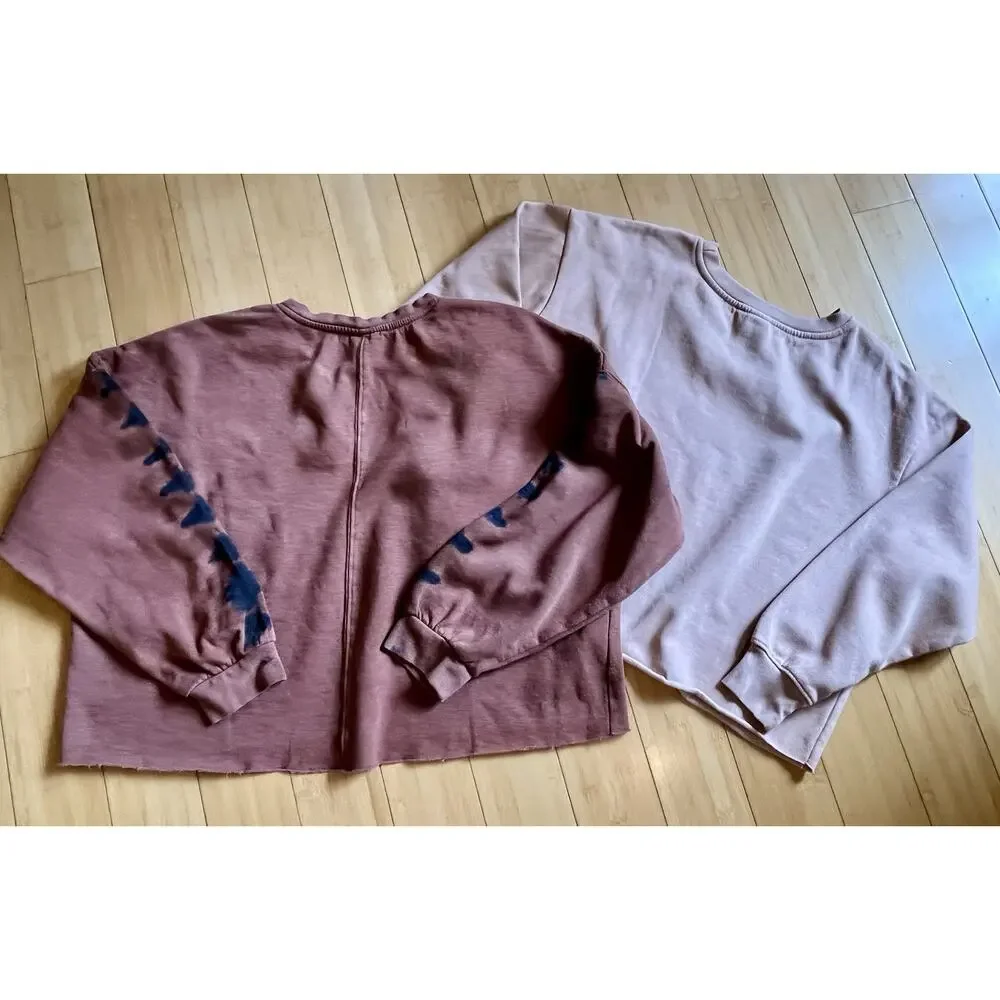 Lot Of 2 Cropped Long Sleeve Sweatshirts Lrg J.O.&Co, XL Sage Collection, Comfy - Picture 8 of 8